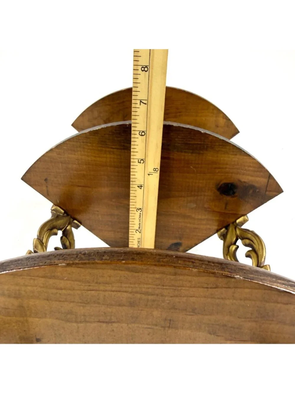 2 Vintage Sexton 3 Tier Corner Hanging Shelves Ornate Metal Wood Wall Display